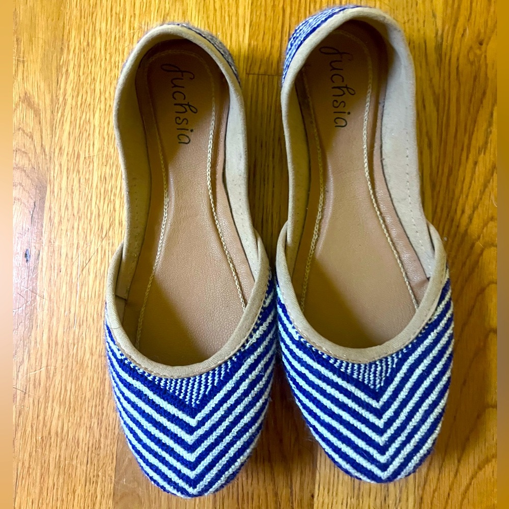 Fuchsia blue tweed flats
